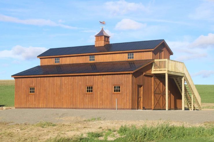 wood barn monitor model with blue sky