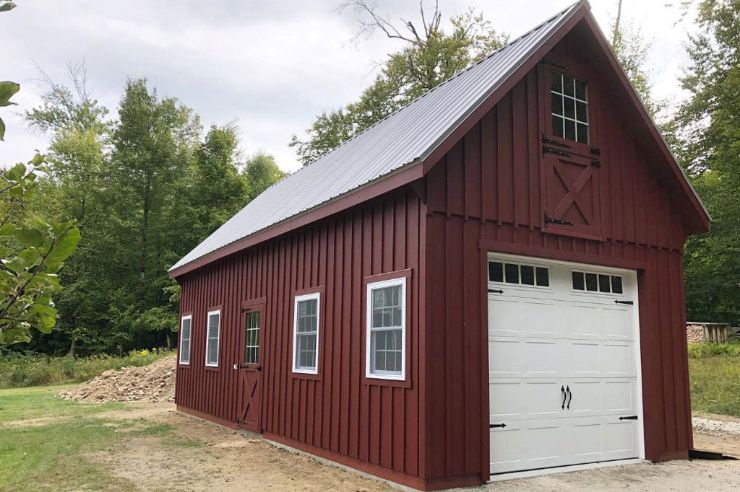 Red and white custom garage