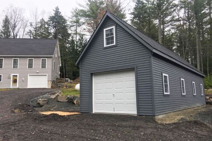 Blue gray exterior garage color