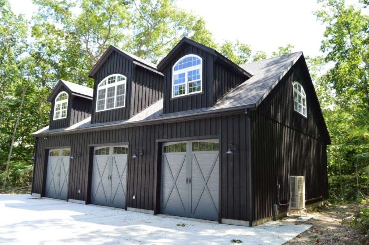 3-car barn garage painted black