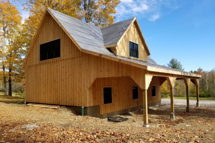 Country style barn with natural wood finish