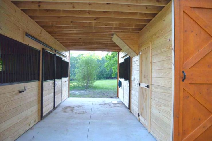 interior of a luxury modern horse barn