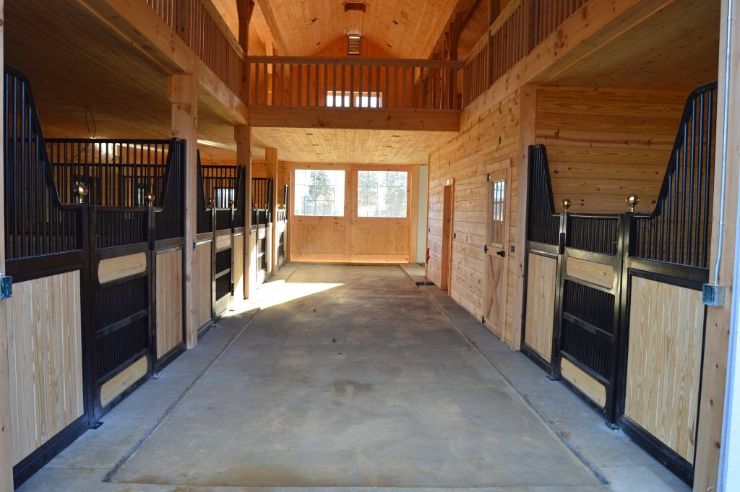 interior of a luxury modern horse barn