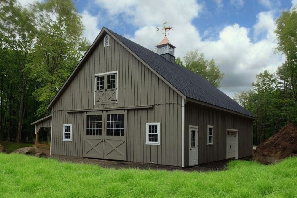 dark green barn exterior