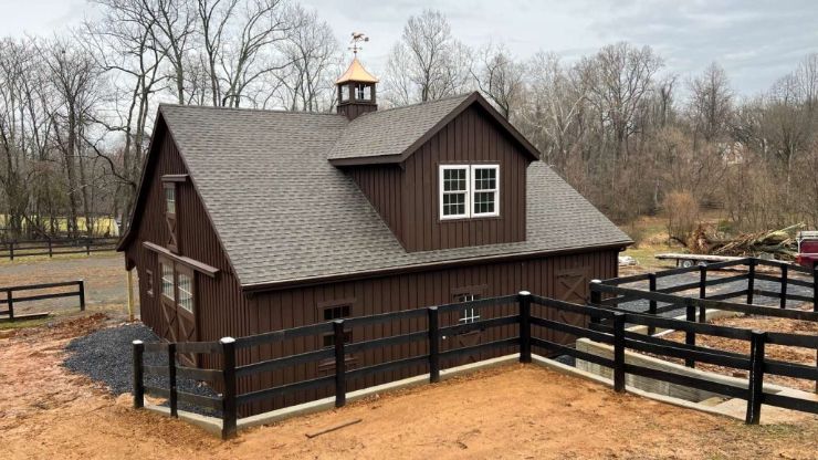 brown horse barn garage structure