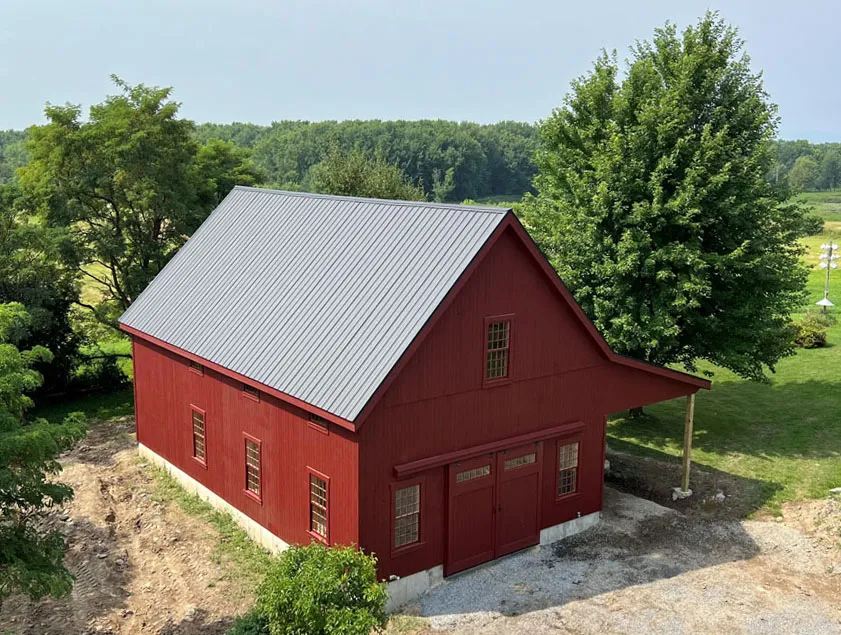 prefabricated garage with loft and lean-to