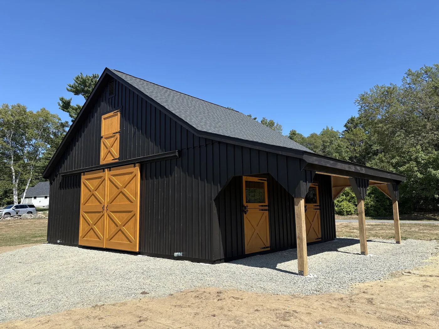 high country modular barn with loft and lean-to
