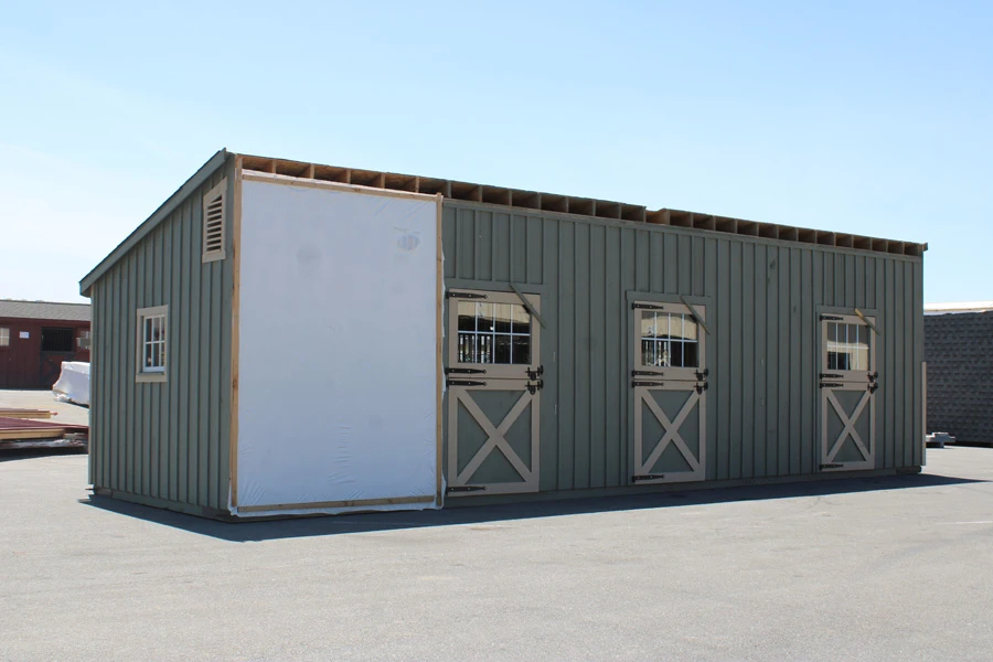 shed row modular horse barn